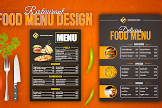 make custom food menu, tv menu and chalkboard menu