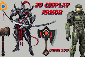 create highly detailed 3d printable cosplay weapons, armor and game props