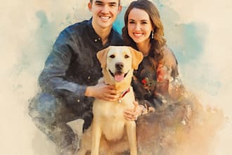 custom watercolor family portrait from photo