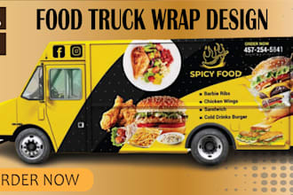 design a custom food truck branding and wrap
