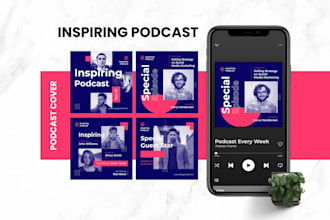 design modern podcast cover art and logo for spotify apple youtube
