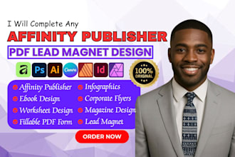 do affinity publisher on any project, design PDF lead magnet, ebook design