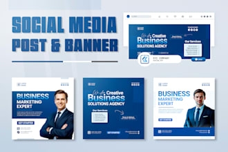 do premium social media post designs for corporate, real estate, product brands