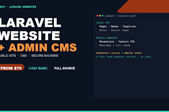 build a laravel website with admin cms and panel