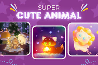 create cute animal  for stickers and clip art
