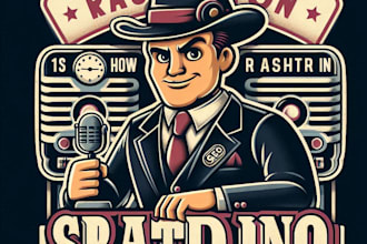 design high quality radio station mascot logo with t shirt design