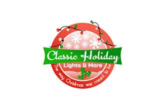design classic holiday lights christmas logo