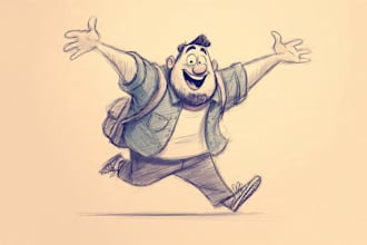 draw a cartoon character in a funny sketch