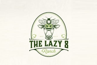 design unique cattle ranch and apiary logo