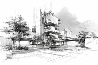 draw architectural design concept sketching in procreate