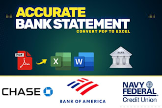 convert pdf to excel , convert bank statements,admin support