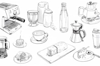black and white product vector outline drawing illustrations