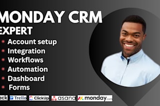 setup monday CRM automation asana expert clickup expert zapier integration