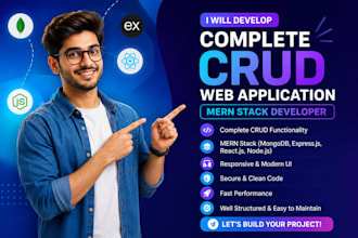 build a complete crud web app, full mern stack developer