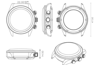 create 3d wrist watch, technical drawing, cad model and 3d rendering prototype