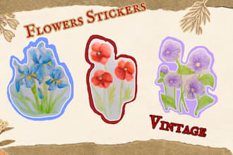 design cute flower stickers and illustration
