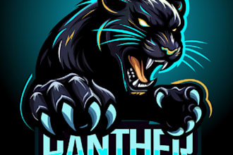 do awesome panther head cartoon mascot logo design