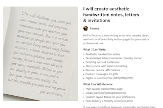 create aesthetic handwritten notes, letters and custom massage