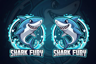 do awesome shark mascot logo with t shirt design