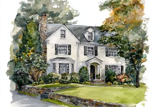do handmade watercolor painting of house