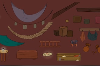 create a 2d cartoonish game assets for your game