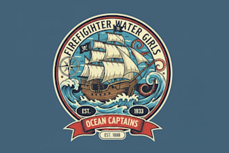 do old ship water caption mascot logo design with express delivery