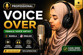 record clear female voice over for youtube and commercials