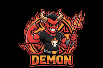 do best demon mascot logo with t shirt design