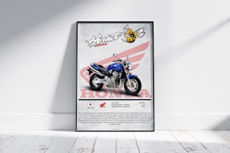 design motorcycle and car specification posters custom vehicle info art
