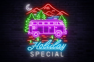 design a modern neon logo with glowing effects for your brand