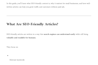 seo friendly articles and blog writing for small businesses