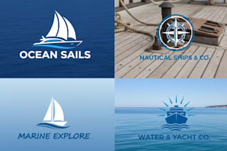design sailing, boat, yacht, ocean, ship, marine, water nautical logo for you