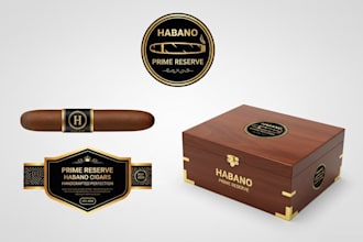 do premium cigar label, cigar band, cigar ring cigar box logo design for you