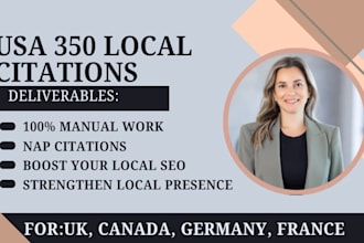 create 350 USA local citations, directory submission, local seo, google rankings