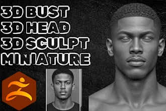 sculpt custom 3d head, bust, figurine, toy, miniature stl model for 3d printing