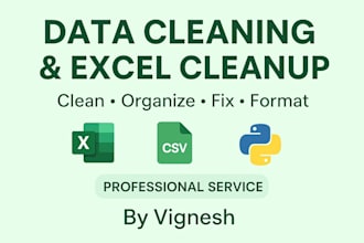 organize, clean and prepare your data or datasets for analysis professionally