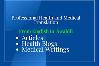 professionally translate health articles into swahili