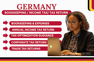 do german bookkeeping, income tax, vat, corporate tax return filings via elster