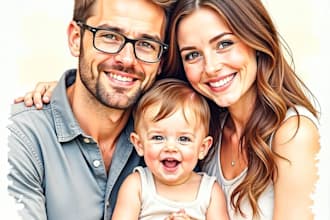 custom watercolor family portrait from photo