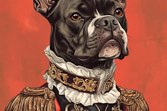 create custom pet portrait, dog portrait, cat portrait