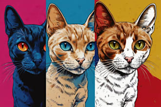draw pop art dog cat pet portrait