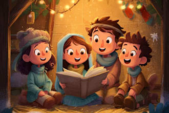 christmas children book illustration, bible illustration