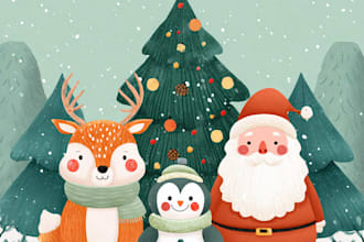 design christmas card and christmas illustration