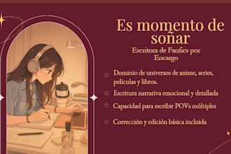 escribiré tu historia personalizada o fanfic a medida