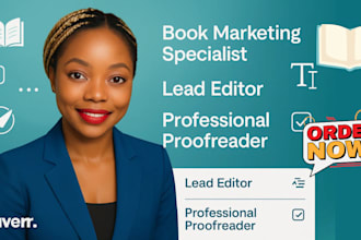 be your professional book marketing specialist, lead editor