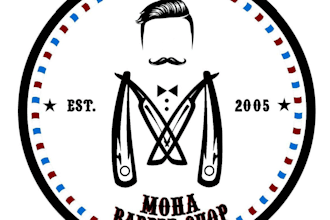 design vintage, emblem, stamp, badge and barber shop logo