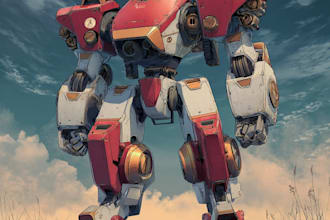 custom futuristic mecha robot character art