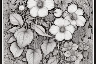 create ink drawings of plants and flowers