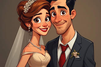 create a romantic couple portrait in my art style