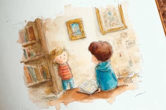 do a watercolor children book traditional art